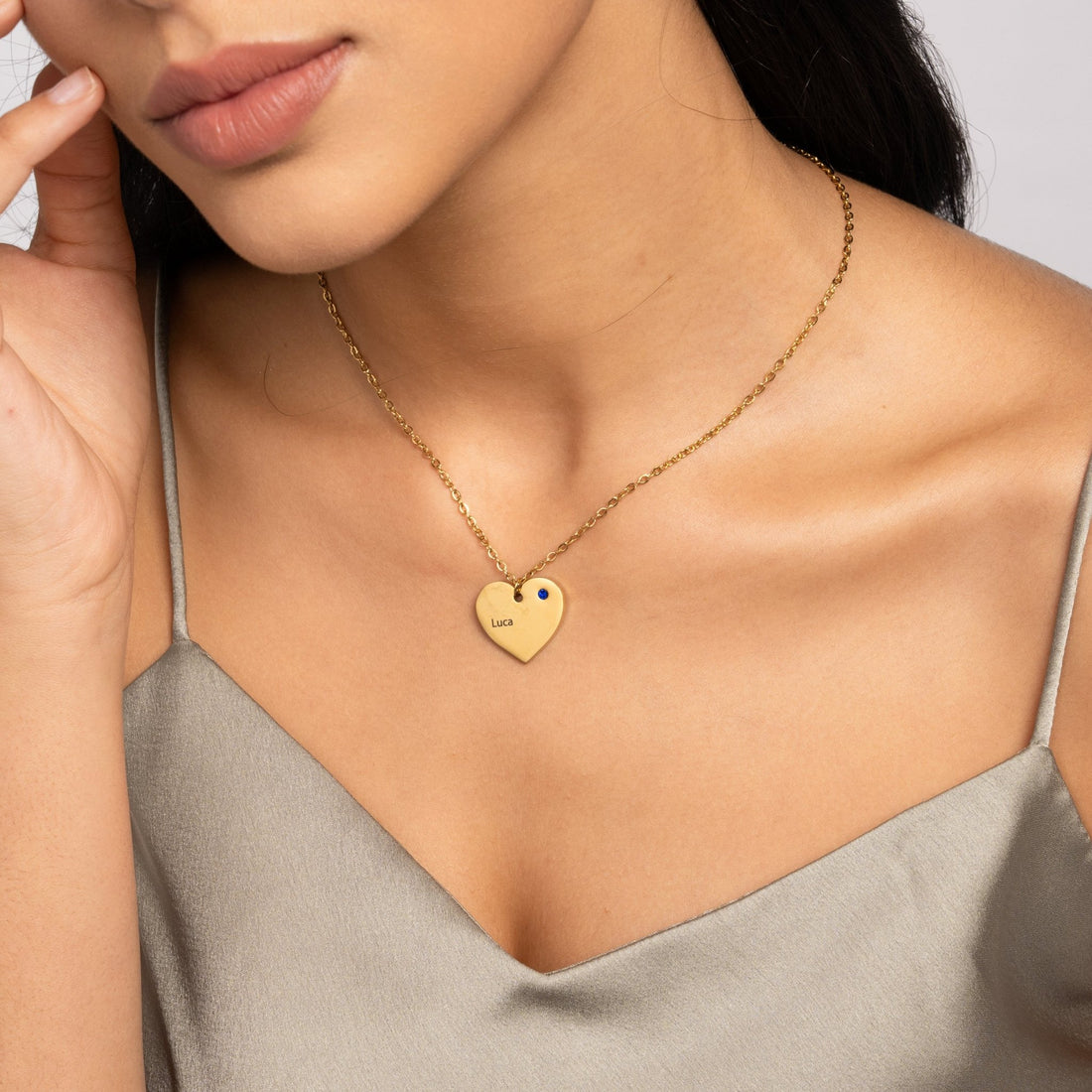 Heart Custom Initial with Birthstone Pendant - ALMAGIOIELLI