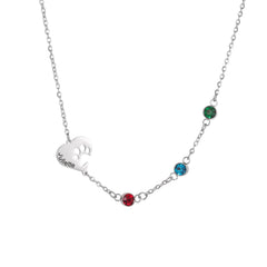 Heart Necklace with Engraved Print and Birthstones - ALMAGIOIELLI