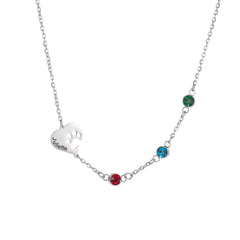 Heart Necklace with Engraved Print and Birthstones - ALMAGIOIELLI