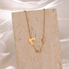 Heart Necklace with Engraved Print and Birthstones - ALMAGIOIELLI