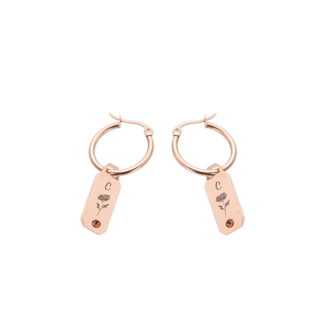 Initial Flower and Stone Earrings - ALMAGIOIELLI