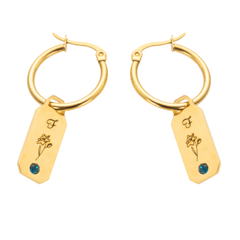 Initial Flower and Stone Earrings - ALMAGIOIELLI