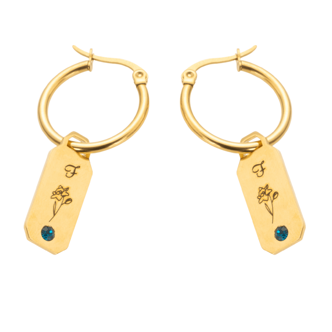 Initial Flower and Stone Earrings - ALMAGIOIELLI