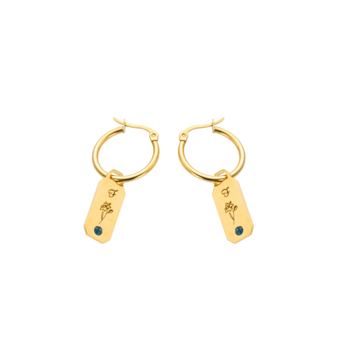 Initial Flower and Stone Earrings - ALMAGIOIELLI