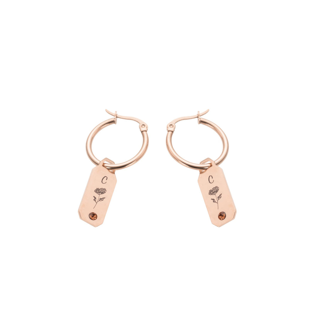 Initial Flower and Stone Earrings - ALMAGIOIELLI