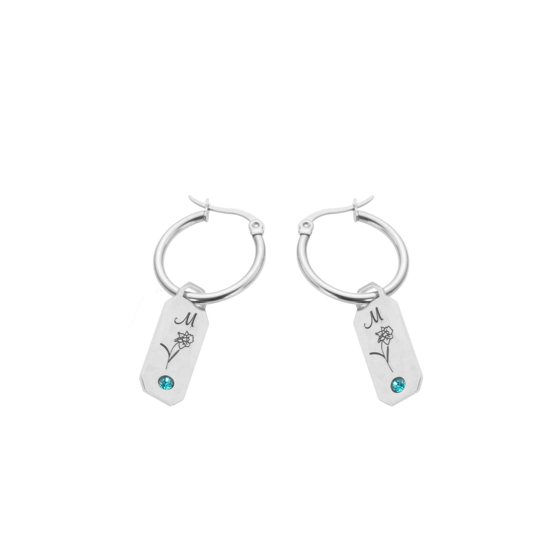Initial Flower and Stone Earrings - ALMAGIOIELLI