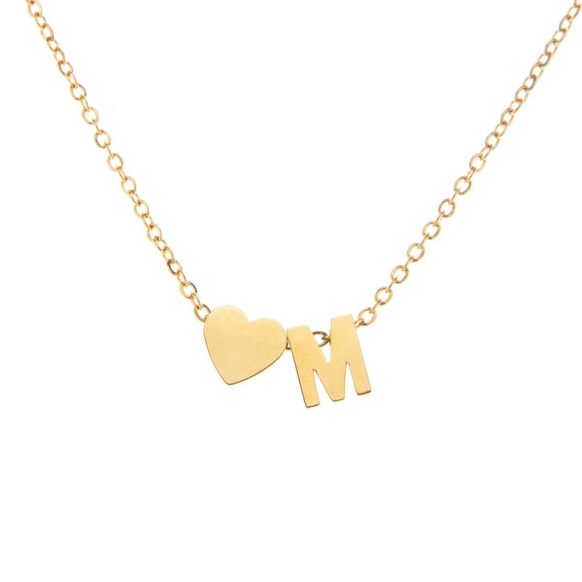 Initial Heart Pendant Necklace - ALMAGIOIELLI