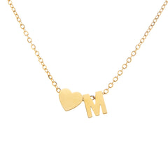 Initial Heart Pendant Necklace - ALMAGIOIELLI