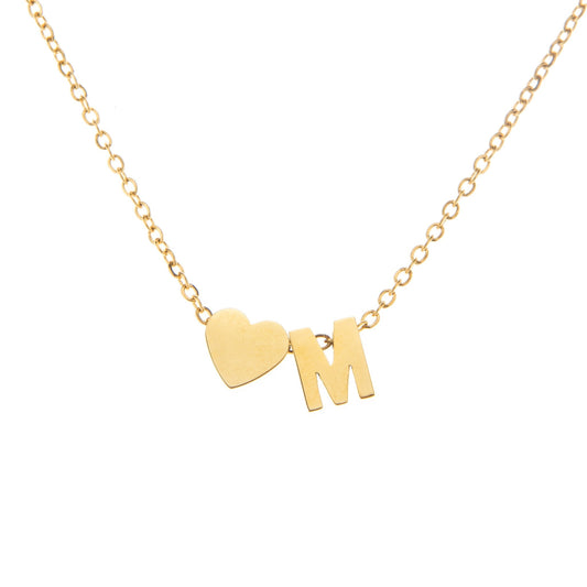Initial Heart Pendant Necklace - ALMAGIOIELLI