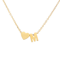 Initial Heart Pendant Necklace - ALMAGIOIELLI