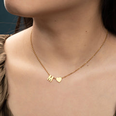 Initial Heart Pendant Necklace - ALMAGIOIELLI