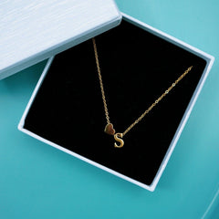 Initial Heart Pendant Necklace - ALMAGIOIELLI