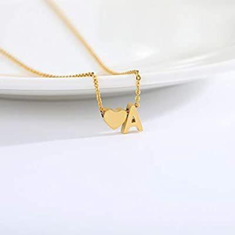 Initial Heart Pendant Necklace - ALMAGIOIELLI