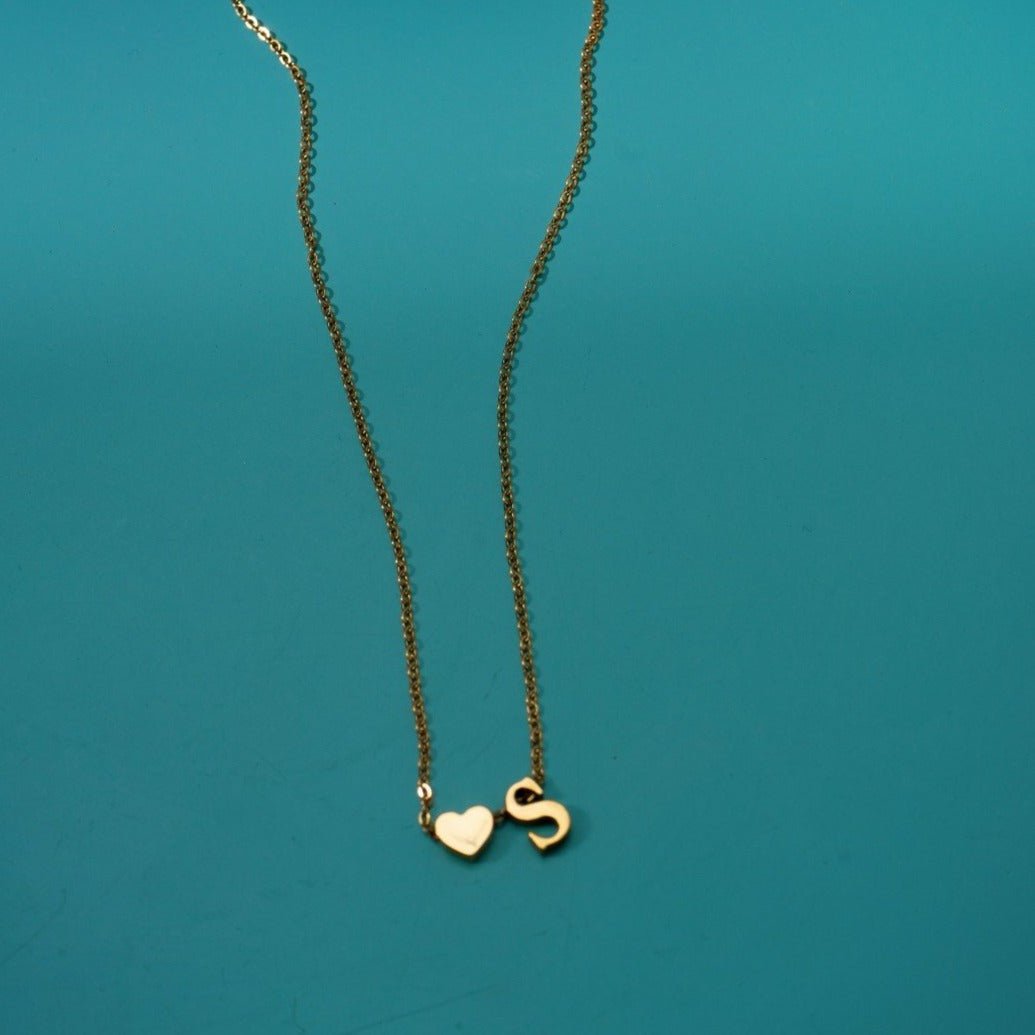 Initial Heart Pendant Necklace - ALMAGIOIELLI