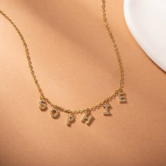 Letter Name Necklace with Stones - ALMAGIOIELLI
