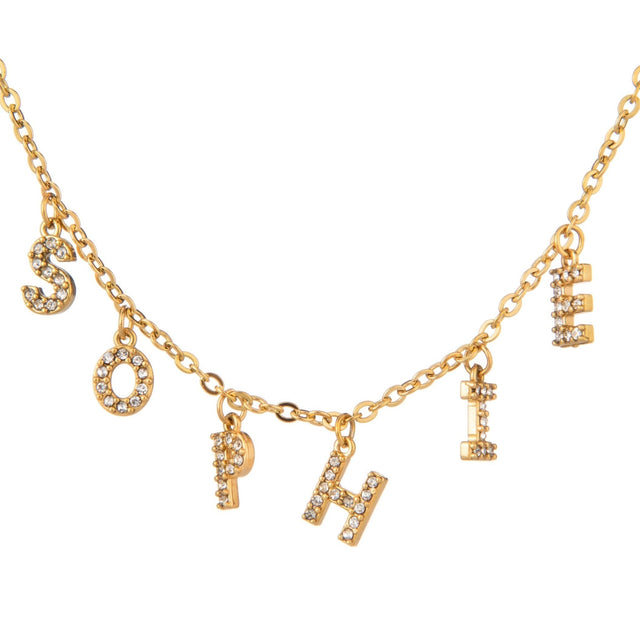 Collar de letras con piedras luminosas