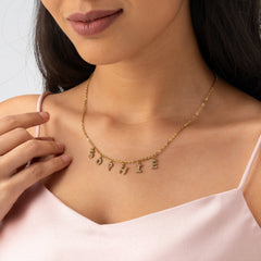 Letter Name Necklace with Stones - ALMAGIOIELLI