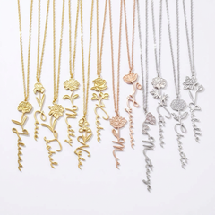 Name and Birth Flower Necklace
