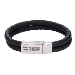 Men’s Leather Plate Bracelet - ALMAGIOIELLI