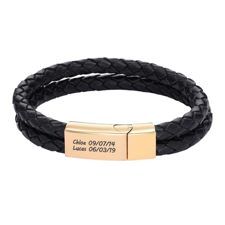Men’s Leather Plate Bracelet - ALMAGIOIELLI