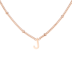 Minimalist Initial Necklace with Beaded Chain - ALMAGIOIELLI