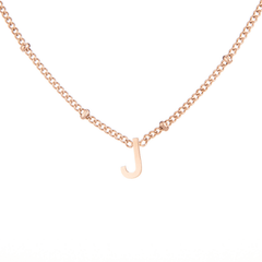 Minimalist Initial Necklace with Beaded Chain - ALMAGIOIELLI