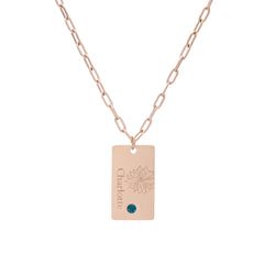 Name and Flower Pendant with Birthstone - ALMAGIOIELLI