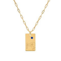 Name and Flower Pendant with Birthstone - ALMAGIOIELLI