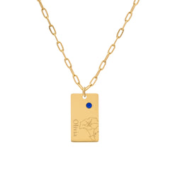 Name and Flower Pendant with Birthstone - ALMAGIOIELLI