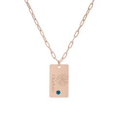 Name and Flower Pendant with Birthstone - ALMAGIOIELLI