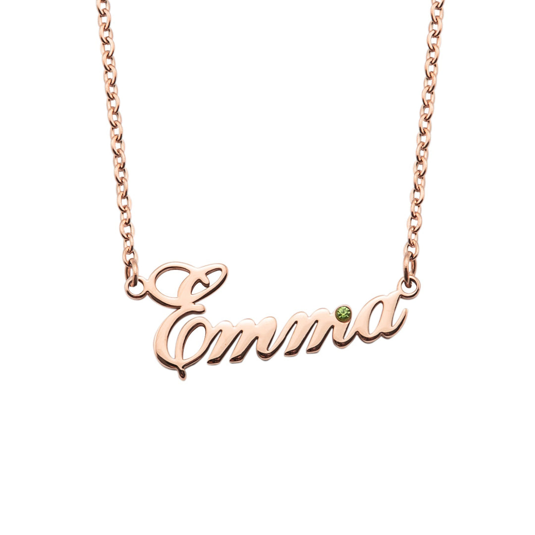 Name Necklace with Birthstone - ALMAGIOIELLI