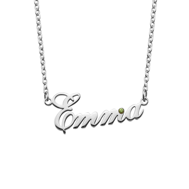 Collana nome con pietra di nascita incastonata