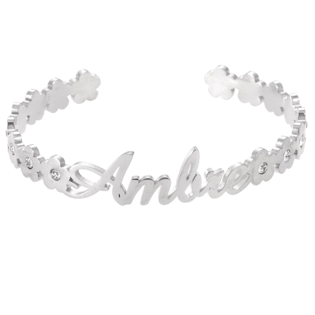 Open Cuff Crystal Name Bracelet - ALMAGIOIELLI