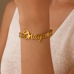 Open Cuff Crystal Name Bracelet - ALMAGIOIELLI