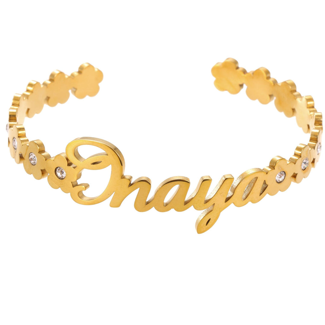 Open Cuff Crystal Name Bracelet - ALMAGIOIELLI