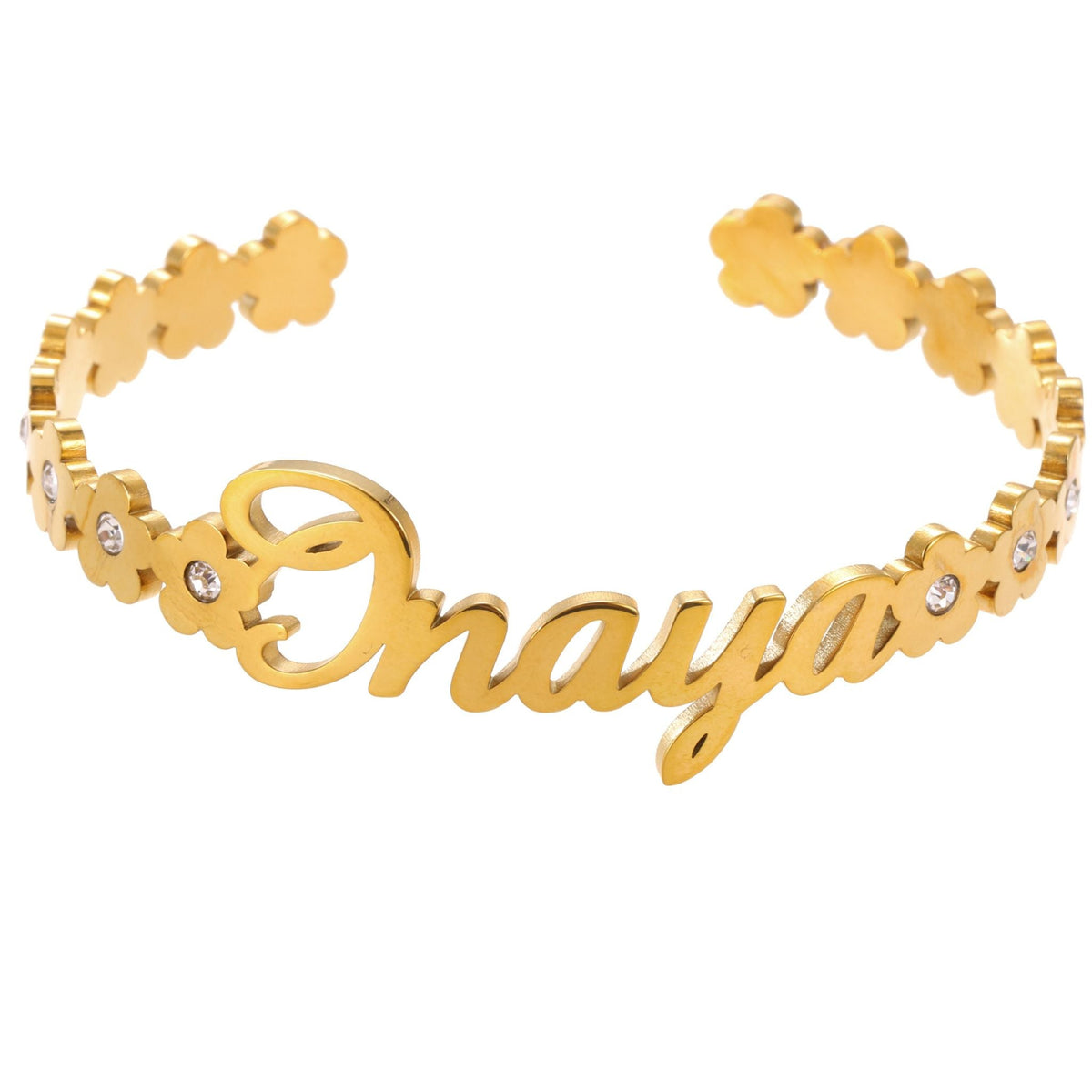 Open Cuff Crystal Name Bracelet - ALMAGIOIELLI