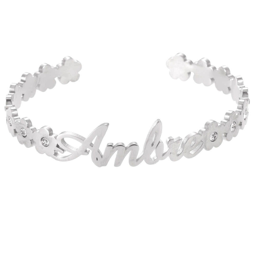 Open Cuff Crystal Name Bracelet - ALMAGIOIELLI