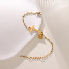 Personalized Cross Bracelet with Engraved Initial - ALMAGIOIELLI