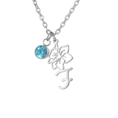 Personalized Engraved Flower Necklace with Birthstone - ALMAGIOIELLI