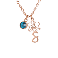 Personalized Engraved Flower Necklace with Birthstone - ALMAGIOIELLI