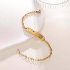 Personalized Engraved ID Bracelet with Flower and Birthstone - ALMAGIOIELLI
