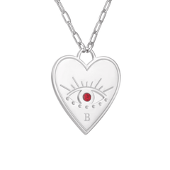 Personalized Heart Necklace with Evil Eye and Stone - ALMAGIOIELLI
