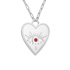 Personalized Heart Necklace with Evil Eye and Stone - ALMAGIOIELLI