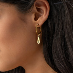 Personalized Hoop Earrings with Diamond - Shaped Pendant & Crystal - ALMAGIOIELLI