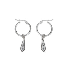 Personalized Hoop Earrings with Diamond - Shaped Pendant & Crystal - ALMAGIOIELLI