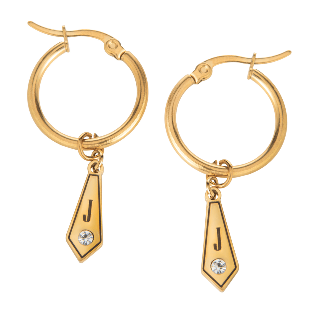 Personalized Hoop Earrings with Diamond - Shaped Pendant & Crystal - ALMAGIOIELLI