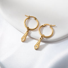 Personalized Hoop Earrings with Diamond - Shaped Pendant & Crystal - ALMAGIOIELLI