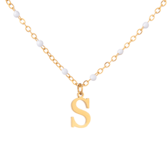 Personalized Initial Necklace with Beaded Chain - ALMAGIOIELLI