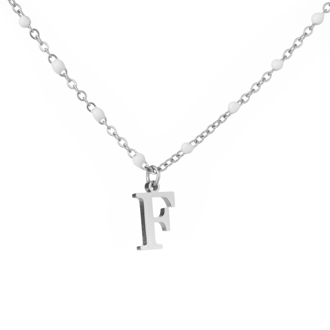 Personalized Initial Necklace with Beaded Chain - ALMAGIOIELLI
