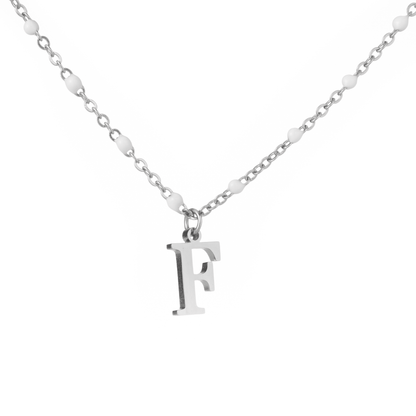 Personalized Initial Necklace with Beaded Chain - ALMAGIOIELLI